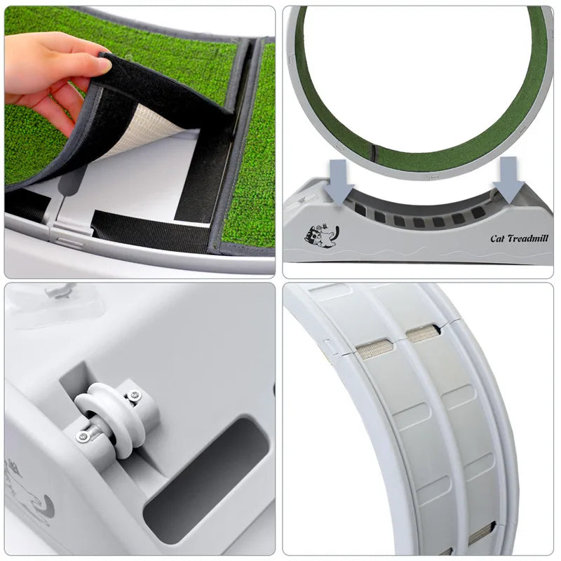 Cinta de correr silenciosa para gatos, rodillo de cama plana, tablero rascador de Fitness para mascotas, ejercicio, marco de escalada, suministros para mascotas