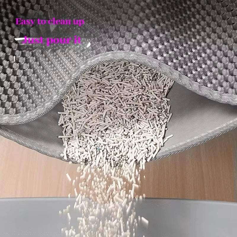 Estera de arena para gatos, impermeable, doble capa, almohadilla limpia, plegable, aplicable, caja de arena para gatos, duradera y fácil de limpiar