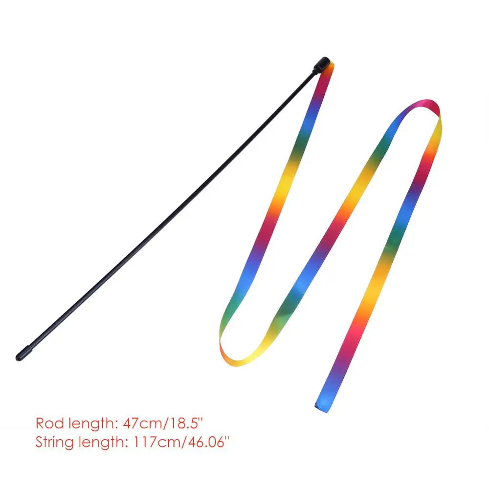 Juguetes para gatos, varita teaser colorida y divertida, juguetes de plástico para mascotas para gatos, palo interactivo, suministros para gatos