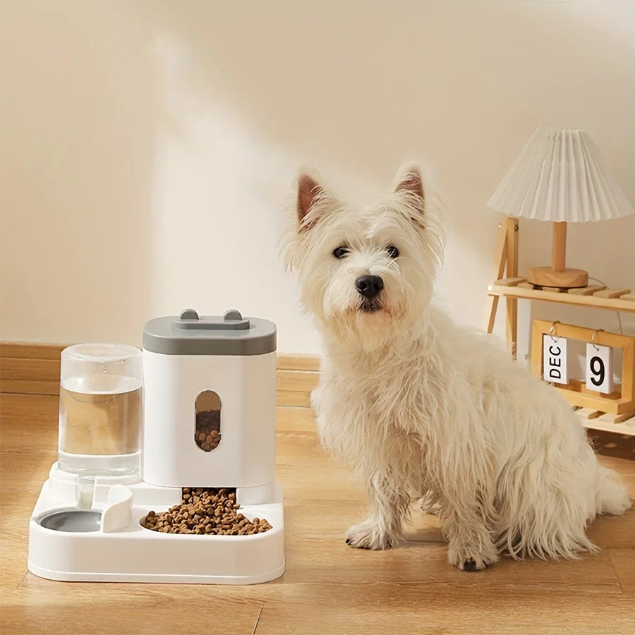 Alimentador y dispensador de agua para mascotas. Automático sin batería para gatos y perros