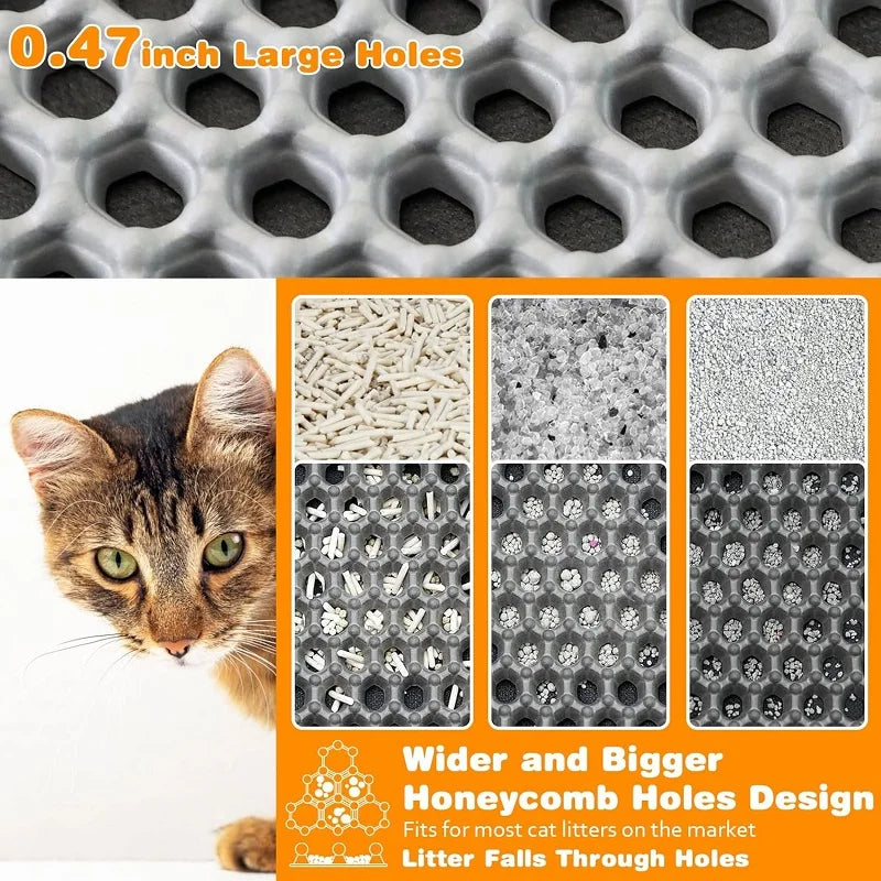 Estera de arena para gatos, tamaño grande, impermeable, inodoro para mascotas, estera para atrapar arena para gatos, antideslizante, doble capa, almohadilla para caja de arena para gatos, producto para mascotas
