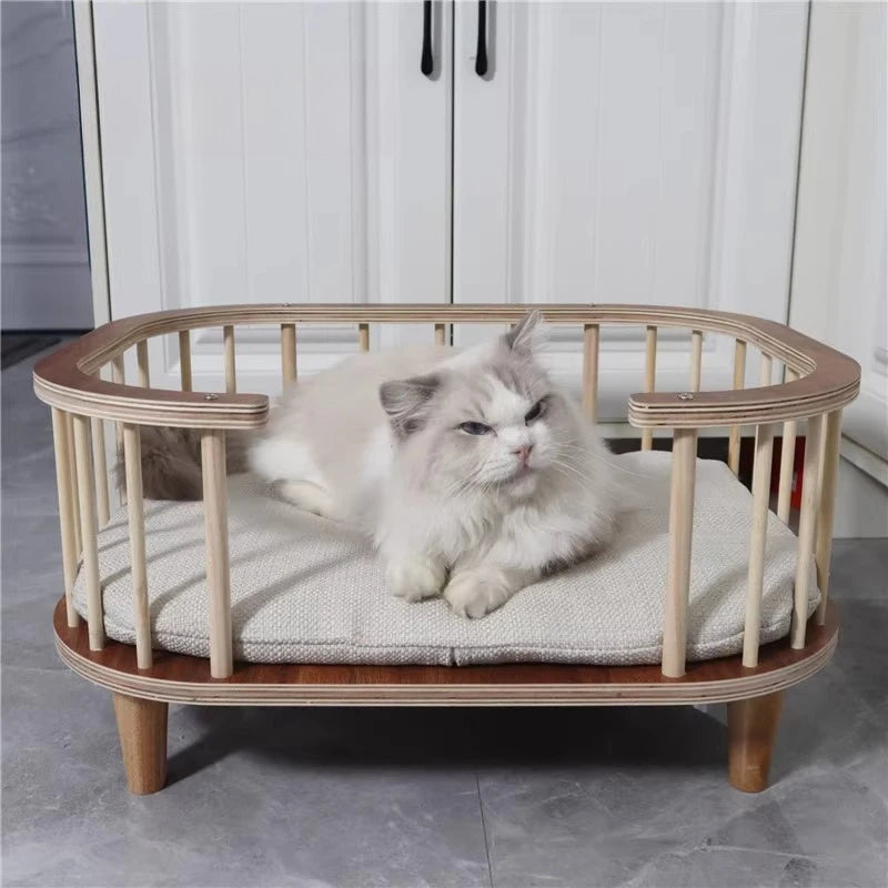 Camas creativas de madera maciza para mascotas, gatos, perros, para todas las estaciones, impermeables, a prueba de moho, colchón de pie, muebles para mascotas, productos