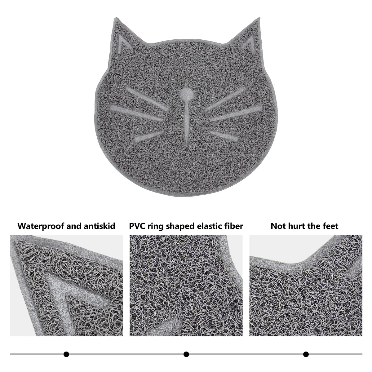 Estera de arena para gatos resistente al desgaste, alfombra antideslizante ecológica con forma de cara de gato, almohadilla para gatos a prueba de garra para suelos, alfombras, arena, 1 ud.