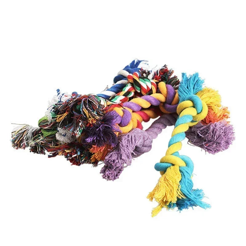 1 Uds. Suministros para mascotas, perros, cachorros, juguete con nudo para masticar de algodón, cuerda de hueso trenzada duradera, herramienta divertida de 15CM (Color aleatorio)