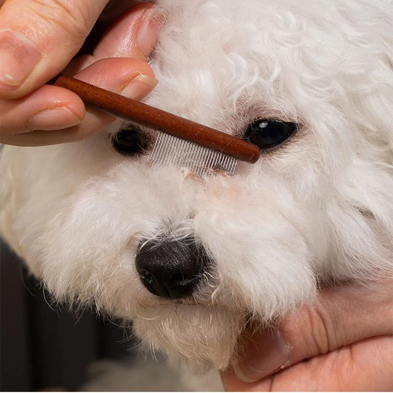Peine de limpieza Facial de madera para mascotas, elimina las manchas de desgarro, peine para excrementos, tijeras de reparación de pelo de perro, peine de pelo de gato, suministros de limpieza para mascotas