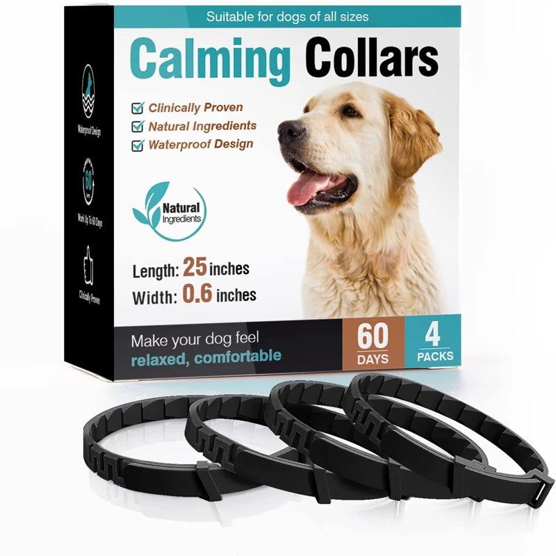 Collares calmantes de feromonas para perros, Collar cómodo ajustable para aliviar la ansiedad, accesorios para cachorros y gatitos, 3/4 Uds.