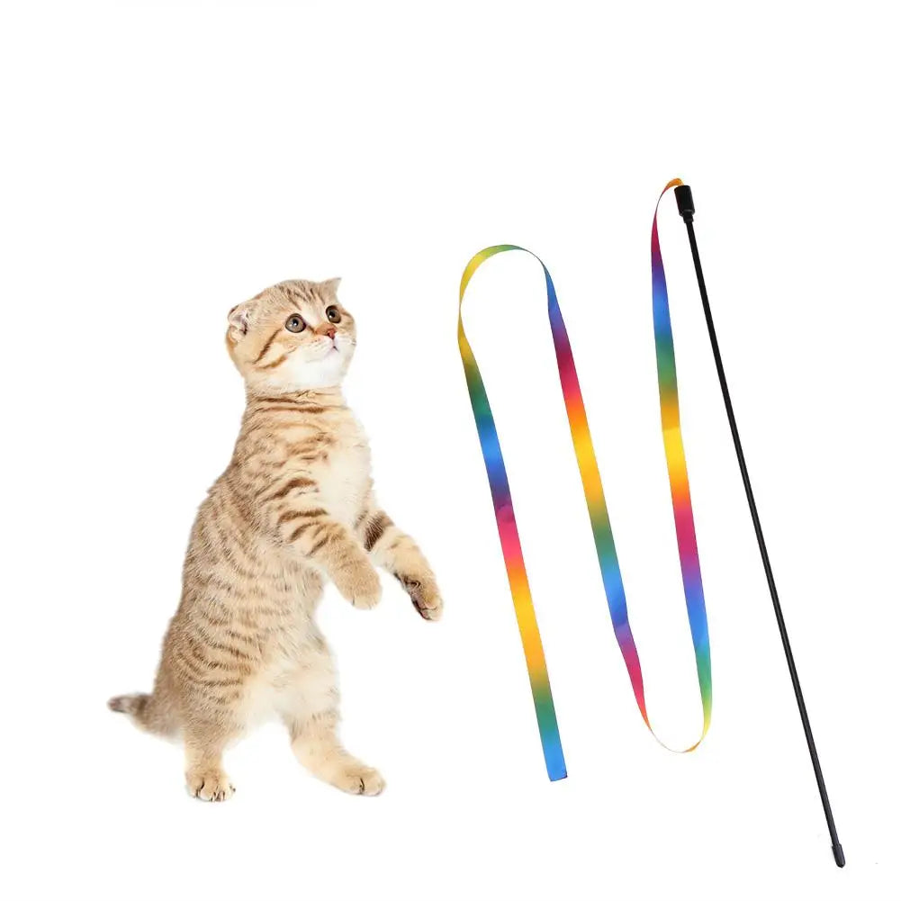 Juguetes para gatos, varita teaser colorida y divertida, juguetes de plástico para mascotas para gatos, palo interactivo, suministros para gatos