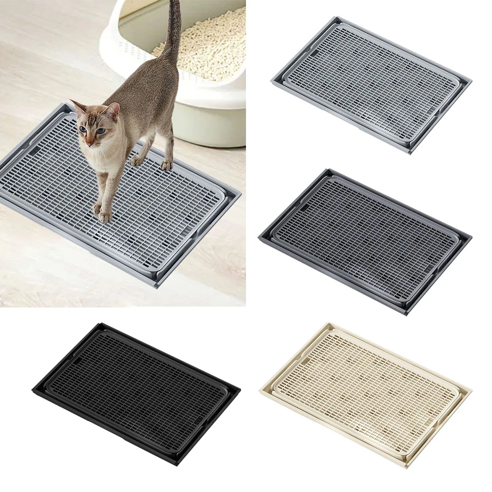 Estera para arena para gatos, estera para arena para gatitos, ligera y resistente, estera para atrapar arena para gatitos, cajas de arena antideslizantes impermeables, cajas para atrapar