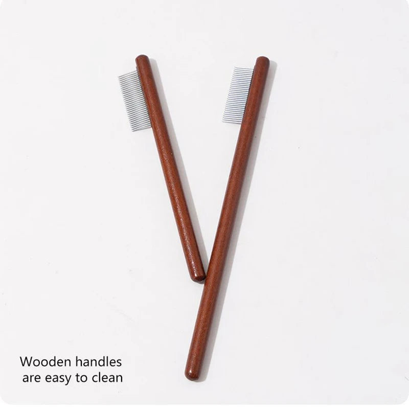 Peine de limpieza Facial de madera para mascotas, elimina las manchas de desgarro, peine para excrementos, tijeras de reparación de pelo de perro, peine de pelo de gato, suministros de limpieza para mascotas