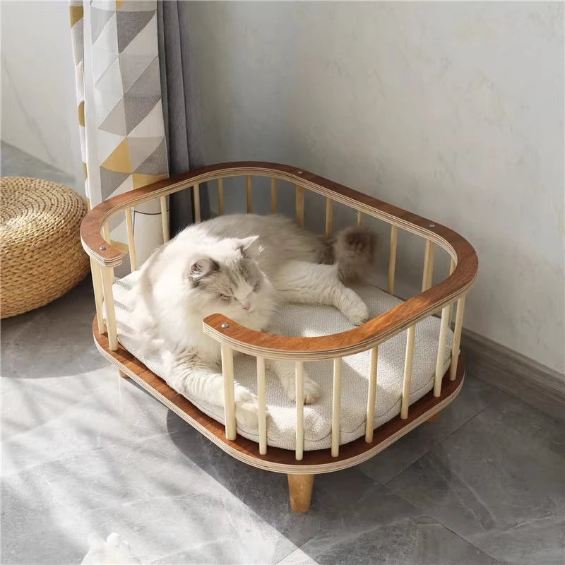 Camas creativas de madera maciza para mascotas, gatos, perros, para todas las estaciones, impermeables, a prueba de moho, colchón de pie, muebles para mascotas, productos