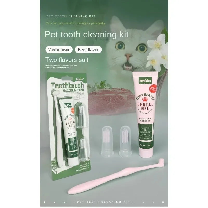 Kit dental para perros y gatos. Pasta y cepillo de limpieza bucal
