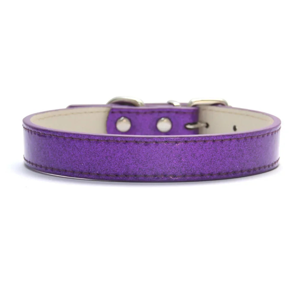 Collar de cuero ostentoso para perro y gato, Material brillante, correa para el cuello para cachorro, accesorios para perros pequeños, medianos y grandes, XS-3XL rojo y rosa