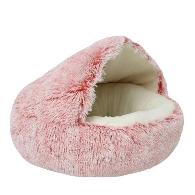 Cama redonda de felpa para gato y perro, colchón cálido y suave con cubierta, cueva para dormir, cueva para perros pequeños y gatitos