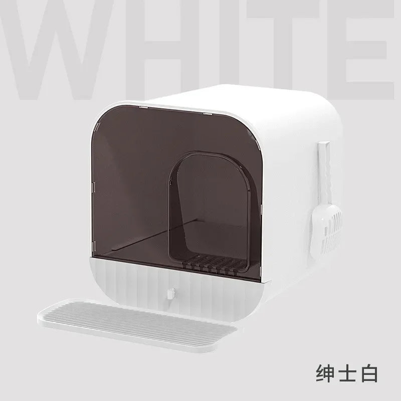 Caja de arena cerrada para gatos. Tipo cajón con cuchara y gran capacidad