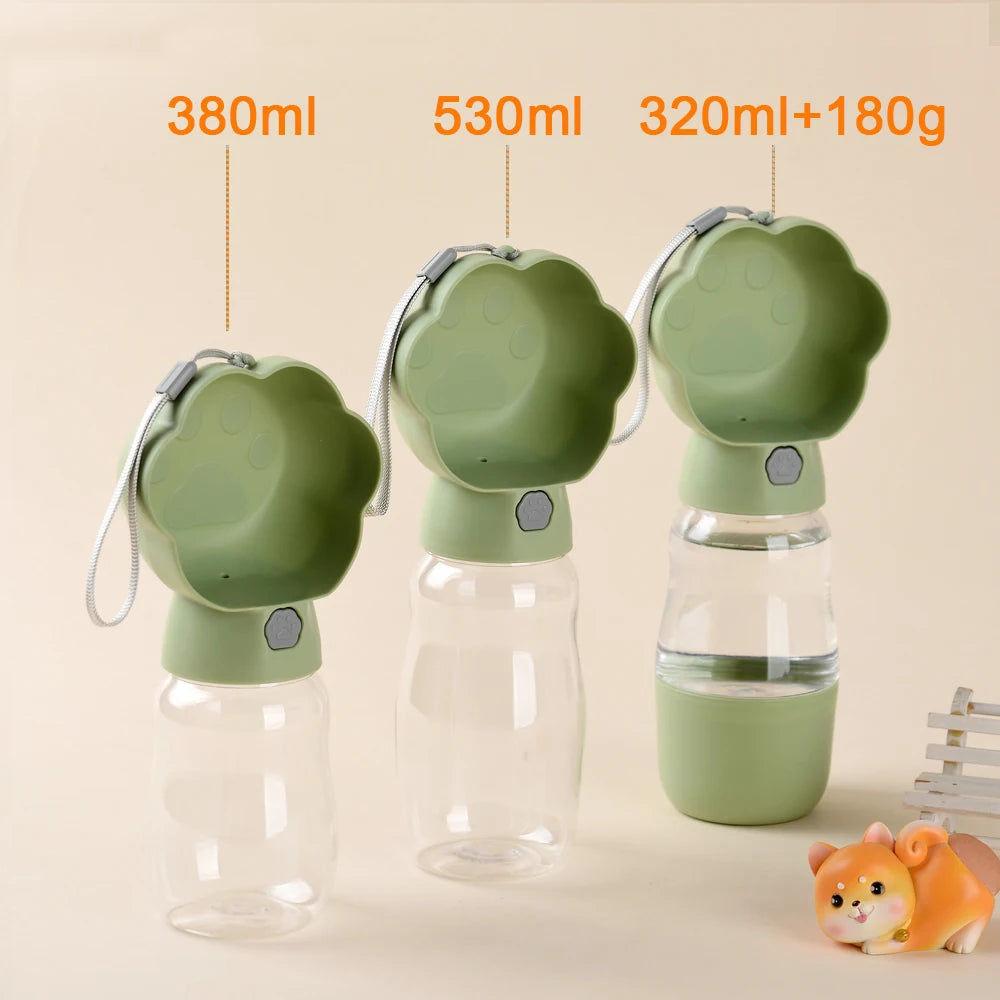 Botella de agua 2 en 1 para perros con contenedor de comida para perros pequeños y grandes, cuenco portátil para beber para mascotas, alimentador para cachorros y gatos, Labrodor