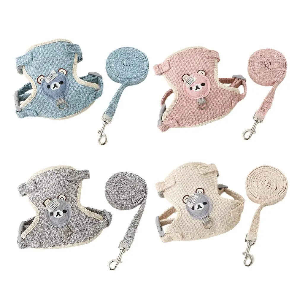 Precioso chaleco pequeño para mascotas, correa para el pecho, correa para perro, cuerda de tracción para caminar, perro, gato, conejito, arnés, Collar para caniche, correa, accesorios para perros