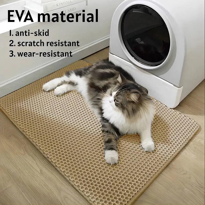 Estera de arena para gatos, impermeable, doble capa, para atrapar arena para gatos, caja de arena grande para mascotas, almohadilla limpia, productos para gatos, accesorios