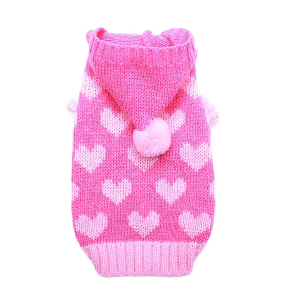 Suéter con capucha para perros y gatos, jersey con patrones de corazones, abrigo para cachorros, chaqueta, ropa cálida para Chihuahua Yorkie Poodle