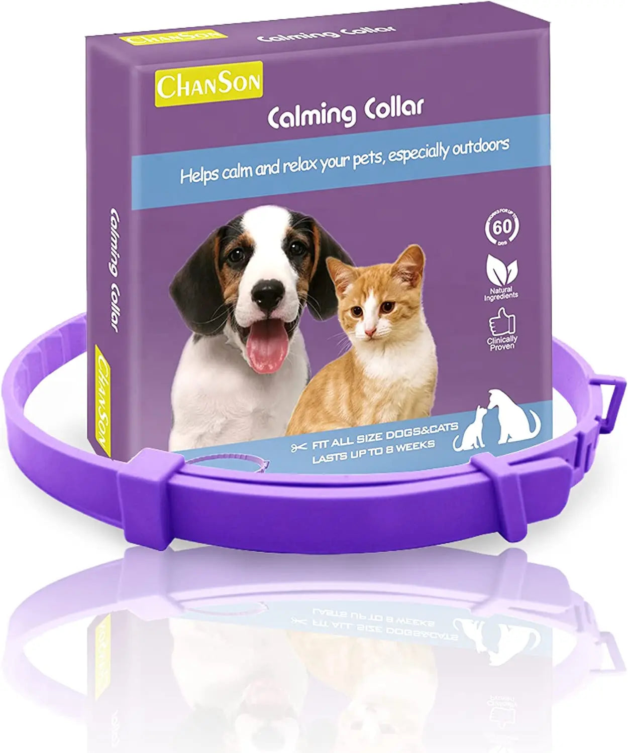 Collar calmante para mascotas. Gatos y perros, ajustable con feromonas