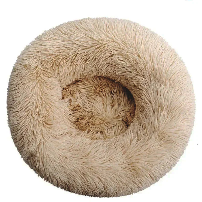 Cama redonda supersuave para mascotas, casa de felpa larga para perros medianos, casa de invierno cálida para dormir, 40-90cm