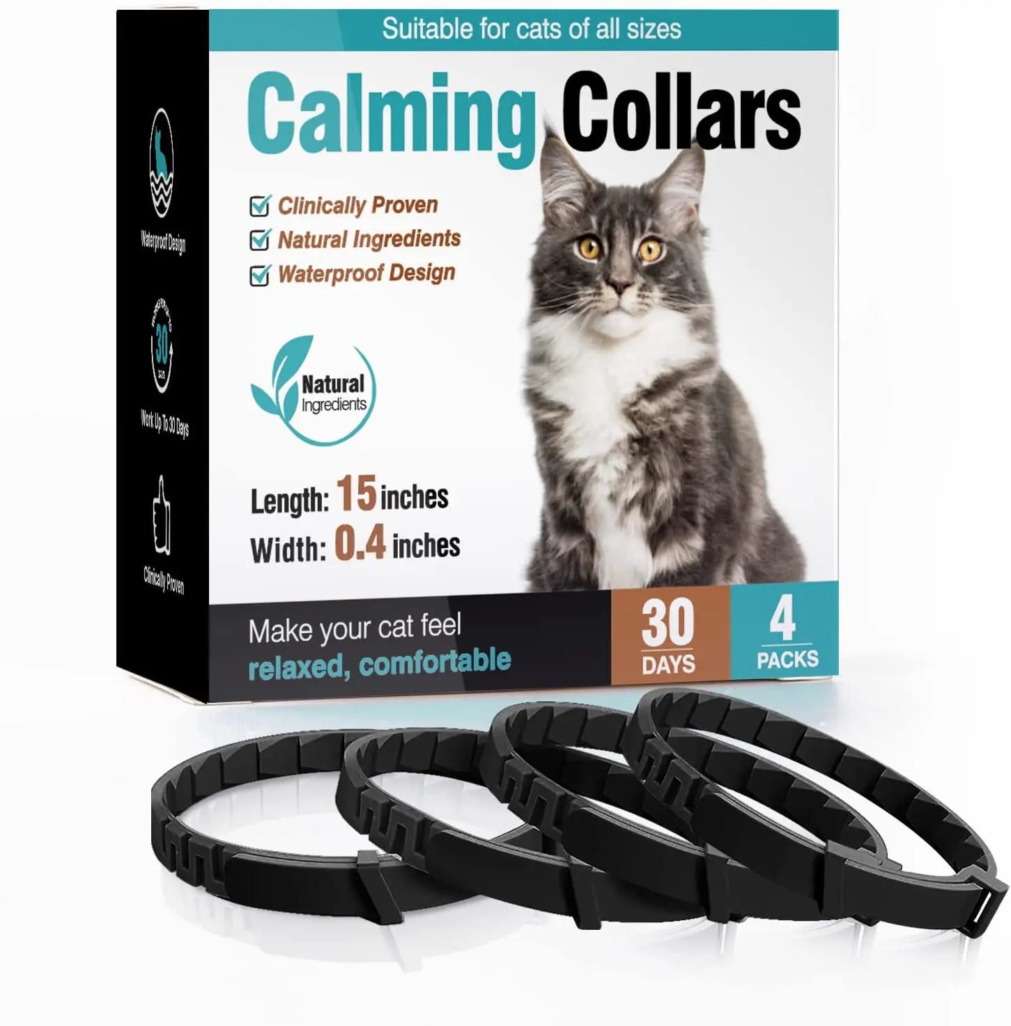 Collares calmantes de feromonas para perros, Collar cómodo ajustable para aliviar la ansiedad, accesorios para cachorros y gatitos, 3/4 Uds.