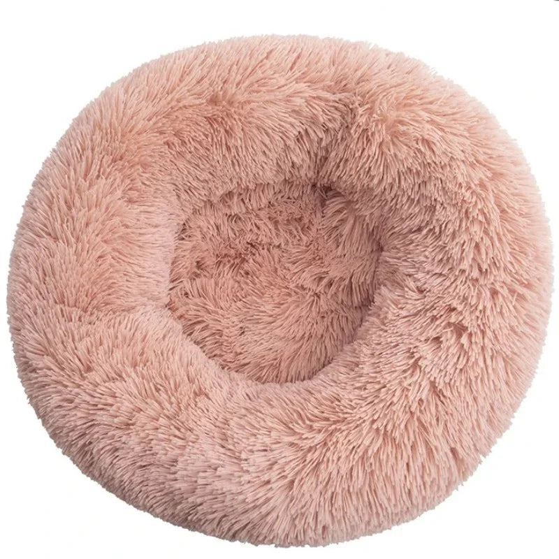 Cama redonda supersuave para mascotas, casa de felpa larga para perros medianos, casa de invierno cálida para dormir, 40-90cm