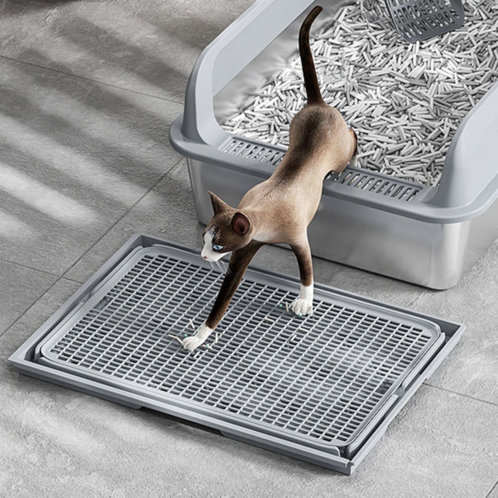 Estera para arena para gatos, estera para arena para gatitos, ligera y resistente, estera para atrapar arena para gatitos, cajas de arena antideslizantes impermeables, cajas para atrapar