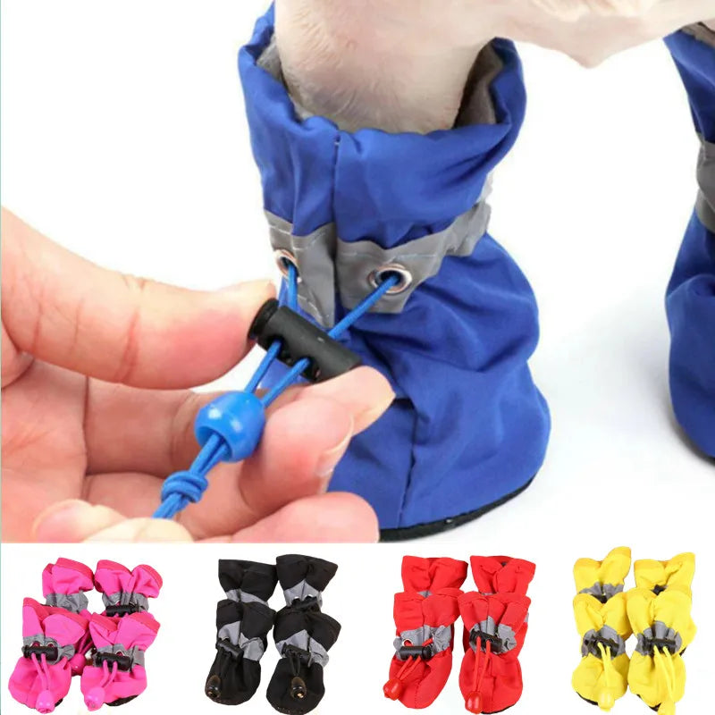 4 unids/set zapatos impermeables para perros botas de lluvia antideslizantes calzado para gatos pequeños perros cachorros botines para mascotas accesorios para patas de mascotas