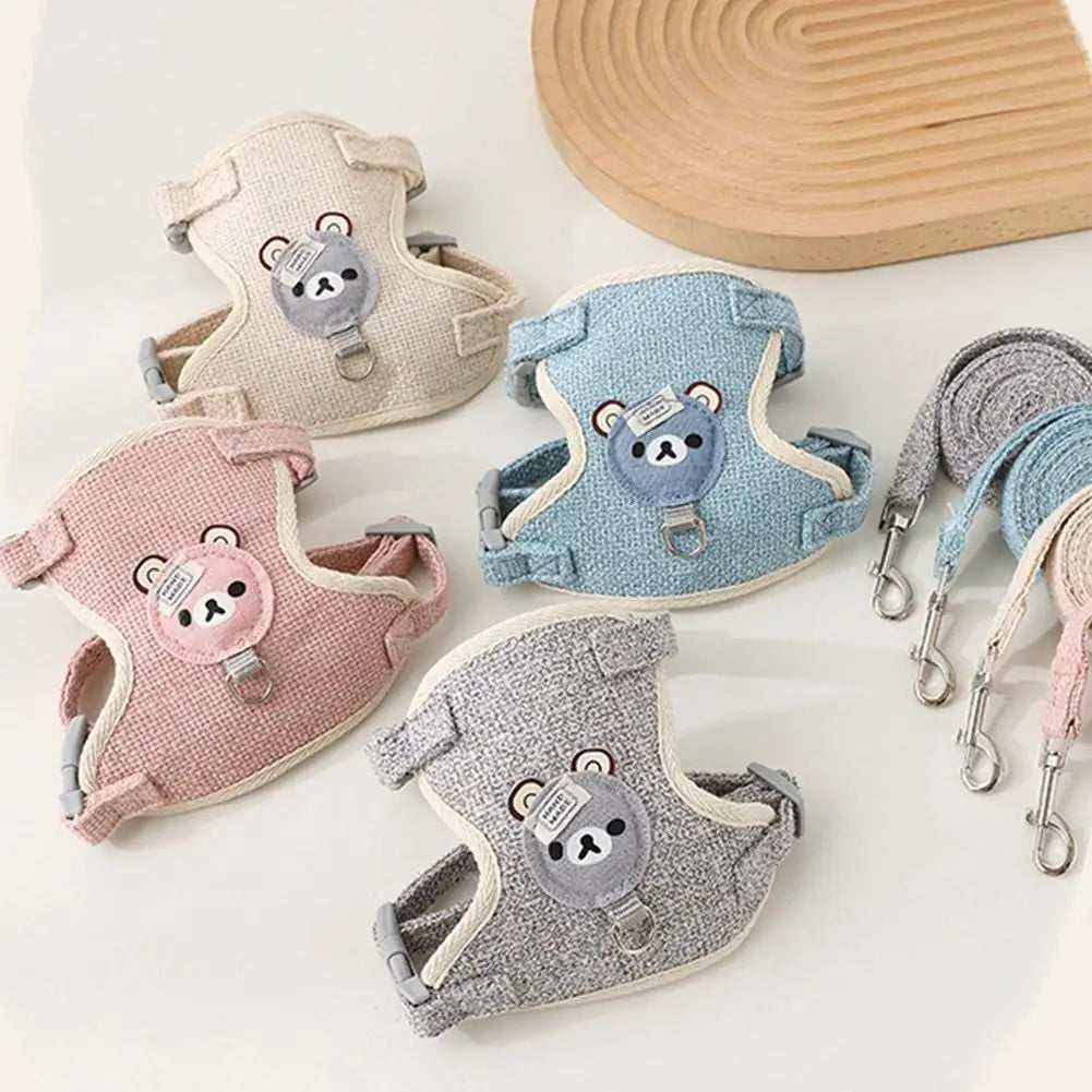 Precioso chaleco pequeño para mascotas, correa para el pecho, correa para perro, cuerda de tracción para caminar, perro, gato, conejito, arnés, Collar para caniche, correa, accesorios para perros