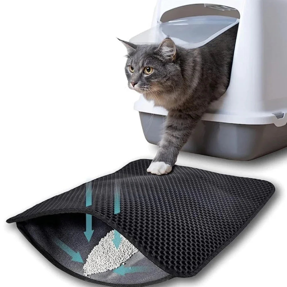 Estera de arena doble capa para gatos. Antideslizante, impermeable y fácil de limpiar