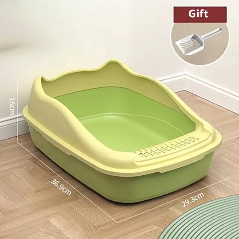 Caja de arena semicerrada para gatos con cuchara y bandeja de entrenamiento