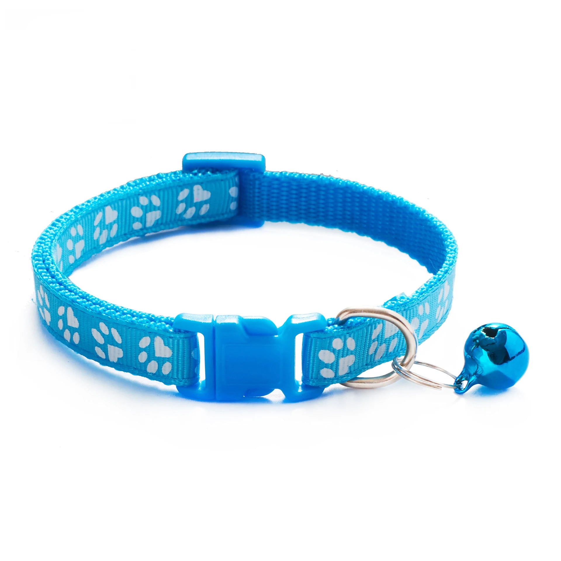 Collar con campana para  gatos. Collar colorido con huella y ajuste de seguridad