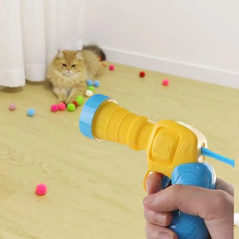 Juguetes De lanzamiento interactivo para gatos, juguete de entrenamiento para mascotas, Mini juegos de pistola de tiro creativa, Bola de felpa elástica, suministros para mascotas