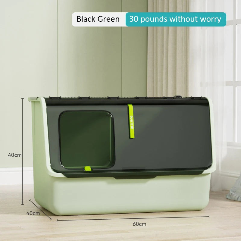 Caja de arena para gatos con entrada superior, Antisalpicaduras, antiolor y de gran capacidad