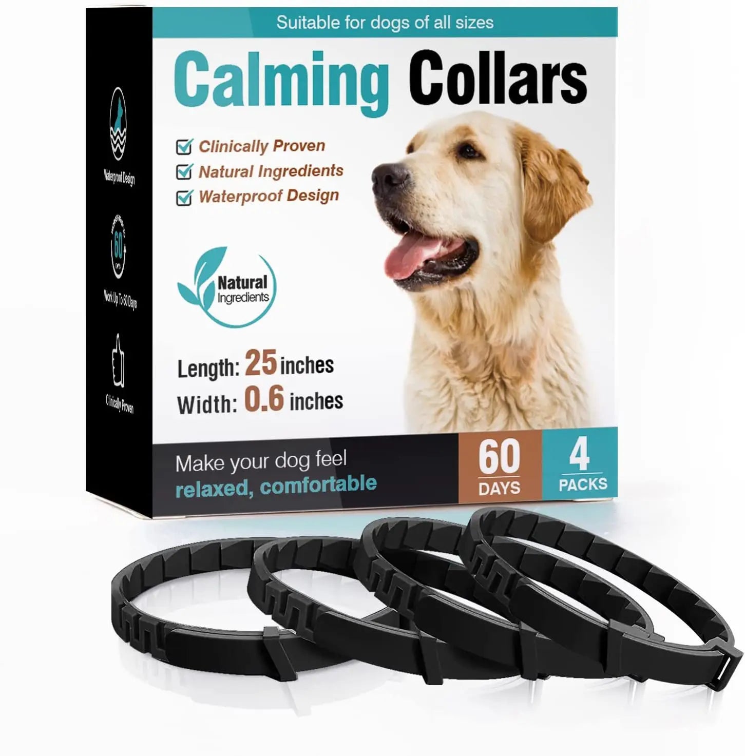 Collares calmantes de feromonas para perros, Collar cómodo ajustable para aliviar la ansiedad, accesorios para cachorros y gatitos, 3/4 Uds.