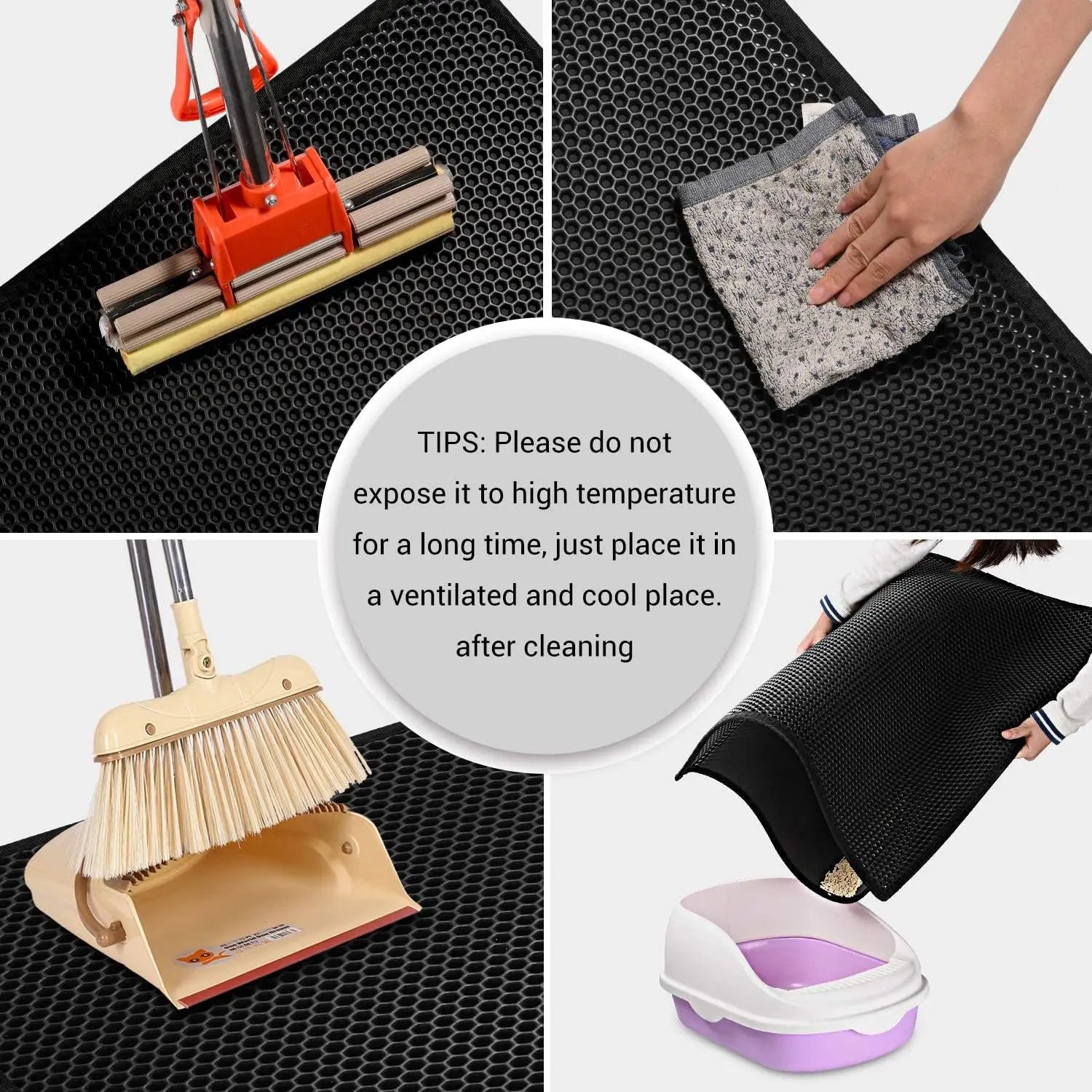 Estera de arena para gatos impermeable de doble capa. Antideslizante y fácil de limpiar