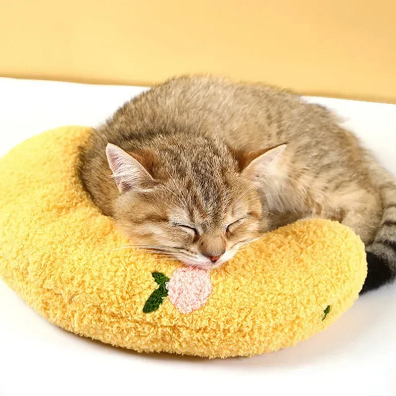 Almohada calmante para mascotas, cómoda y bonita almohadas pequeñas en forma de U para gatos, cojín elástico respetuoso con la piel, accesorios para mascotas para perros