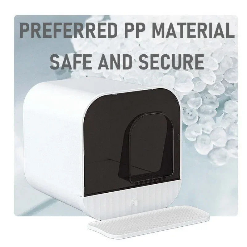 Caja de arena cerrada para gatos. Tipo cajón con cuchara y gran capacidad