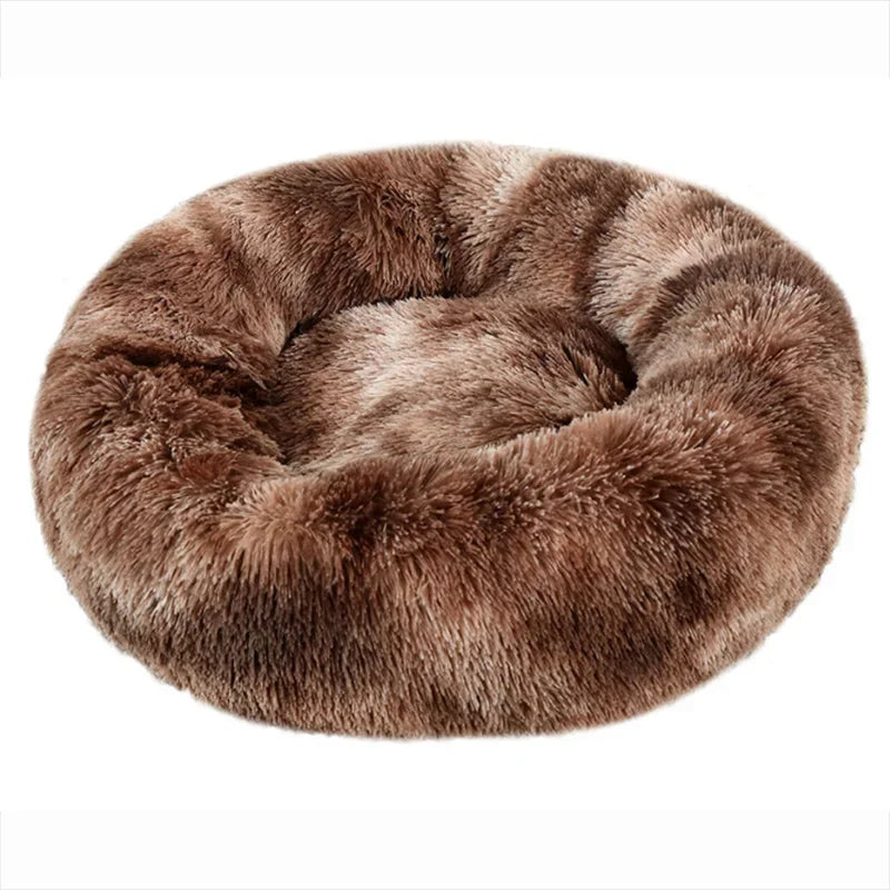 Cama redonda supersuave para mascotas, casa de felpa larga para perros medianos, casa de invierno cálida para dormir, 40-90cm
