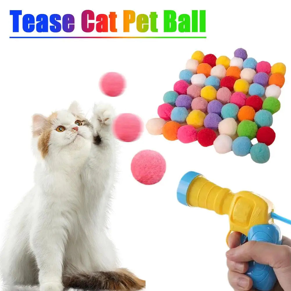 Juguetes De lanzamiento interactivo para gatos, juguete de entrenamiento para mascotas, Mini juegos de pistola de tiro creativa, Bola de felpa elástica, suministros para mascotas