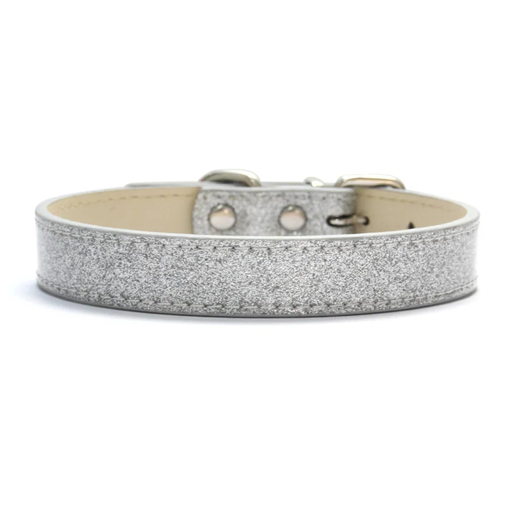 Collar de cuero ostentoso para perro y gato, Material brillante, correa para el cuello para cachorro, accesorios para perros pequeños, medianos y grandes, XS-3XL rojo y rosa