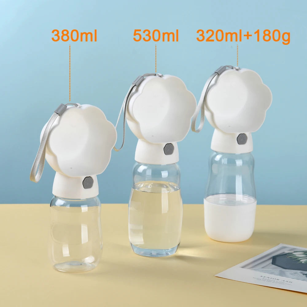 Botella de agua 2 en 1 para perros con contenedor de comida para perros pequeños y grandes, cuenco portátil para beber para mascotas, alimentador para cachorros y gatos, Labrodor