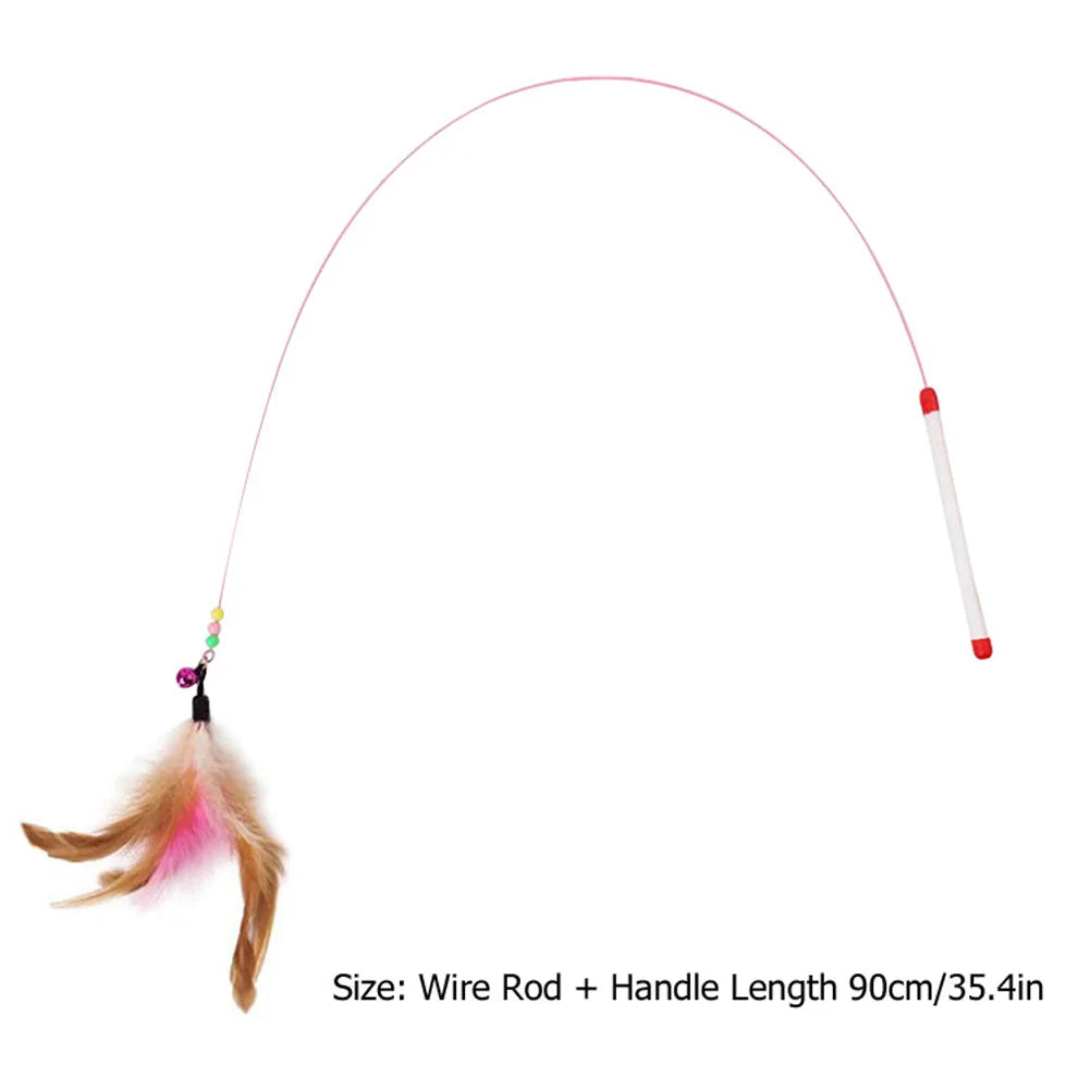 Juguetes para gatos, varita teaser colorida y divertida, juguetes de plástico para mascotas para gatos, palo interactivo, suministros para gatos