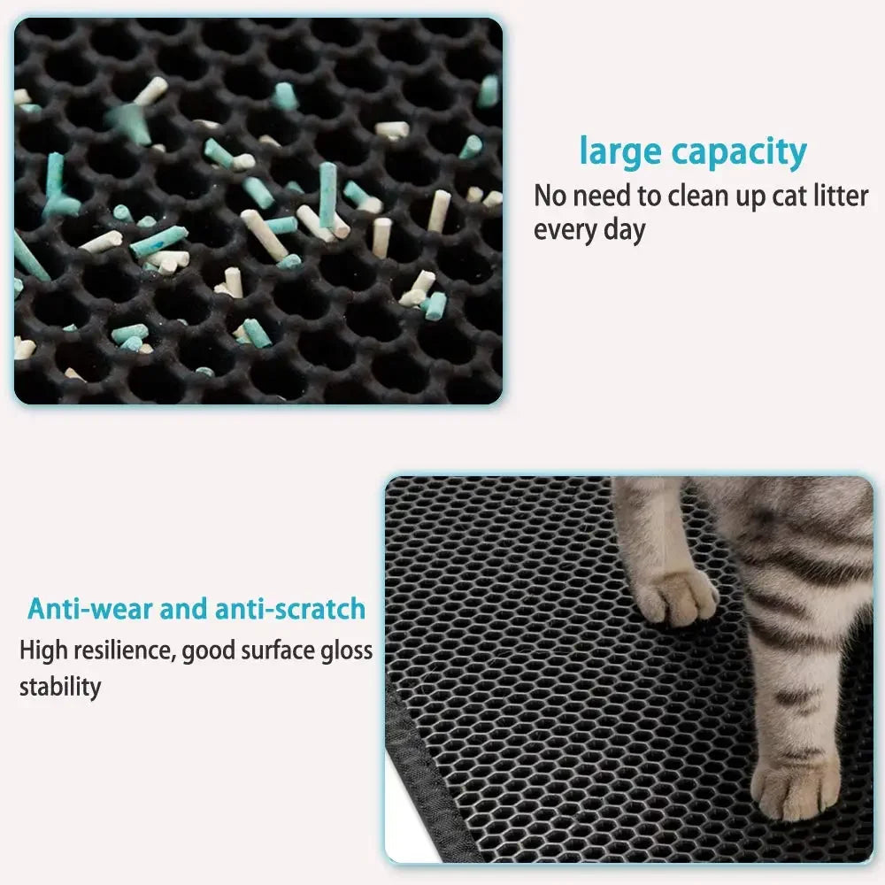 Estera de arena para gatos con regalo, caja de arena impermeable de doble capa para mascotas, estera antideslizante de arena para gatos, estera de cama lavable, productos de almohadilla limpia