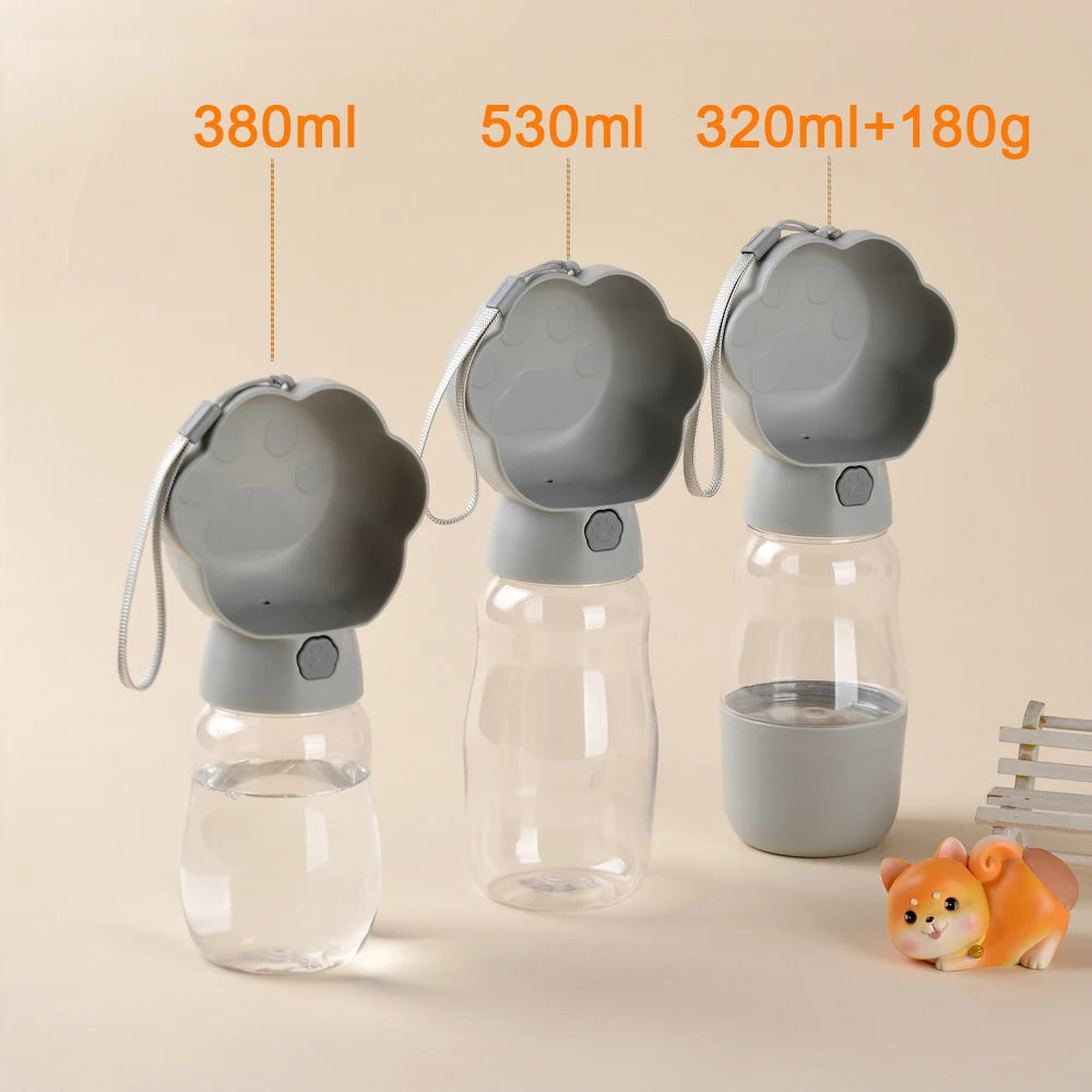 Botella de agua 2 en 1 para perros con contenedor de comida para perros pequeños y grandes, cuenco portátil para beber para mascotas, alimentador para cachorros y gatos, Labrodor