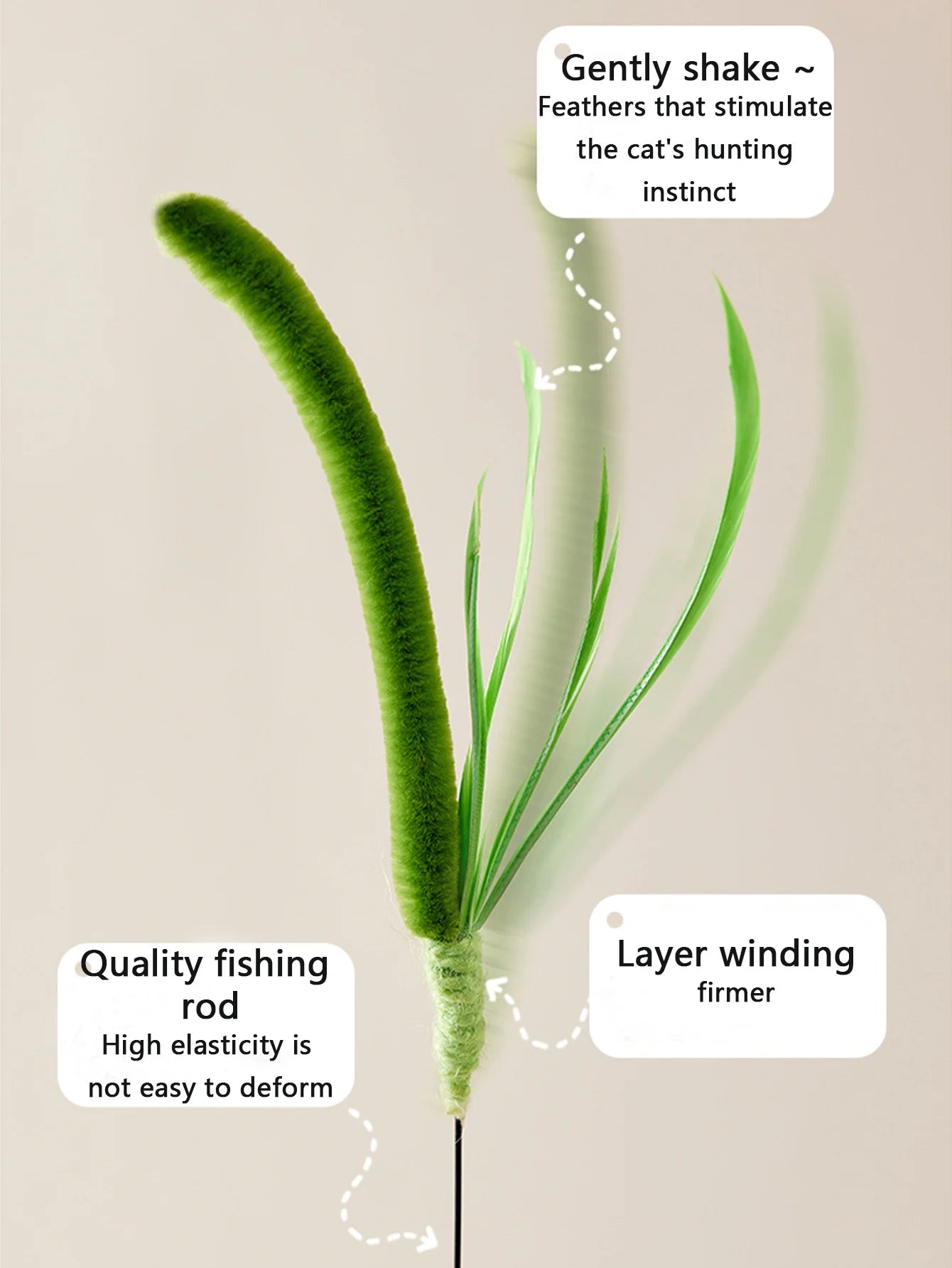 Palo de burlas para gatos Kimpets. Juguete interactivo con plumas resistente