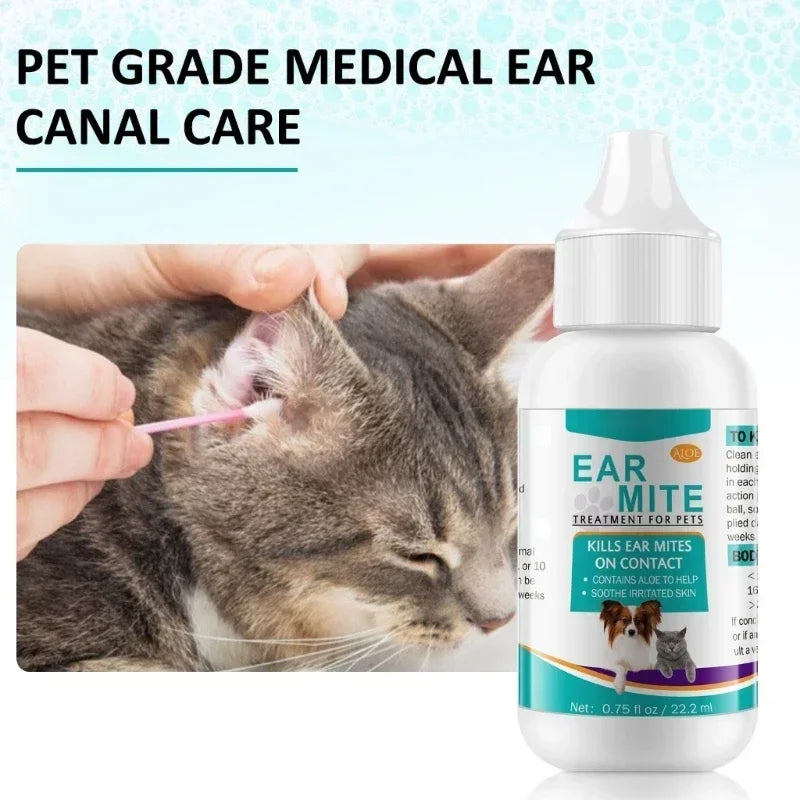Aceite para ácaros del oído para mascotas, tratamiento para ácaros del oído para perros y gatos, limpiadores de orejas para mascotas, aceite para orejas para gatos, canales de orejas para mascotas, lavado de orejas
