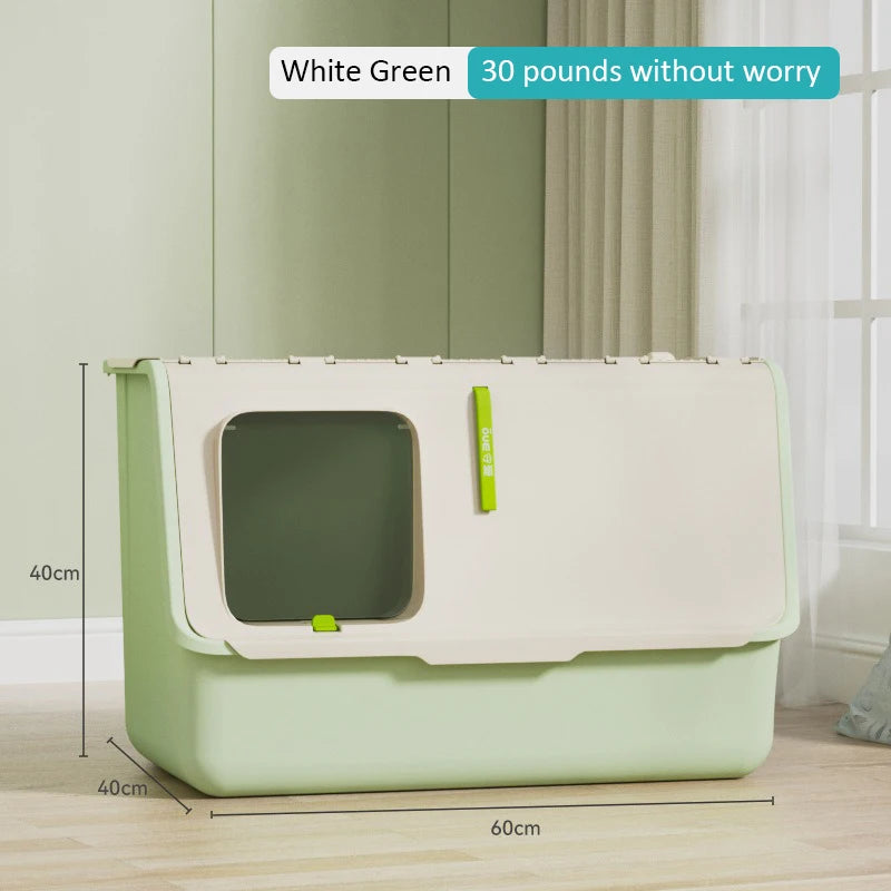 Caja de arena para gatos con entrada superior, Antisalpicaduras, antiolor y de gran capacidad