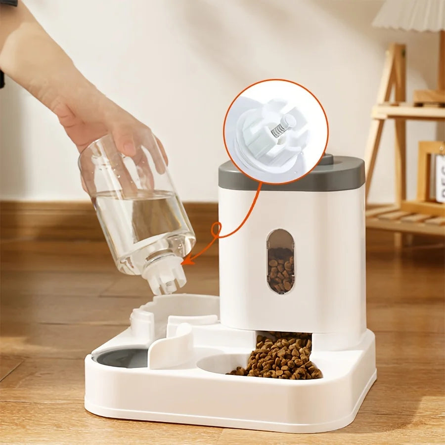 Alimentador y dispensador de agua para mascotas. Automático sin batería para gatos y perros