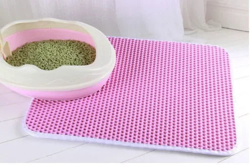 Estera de arena para gatos con regalo, caja de arena impermeable de doble capa para mascotas, estera antideslizante de arena para gatos, estera de cama lavable, productos de almohadilla limpia